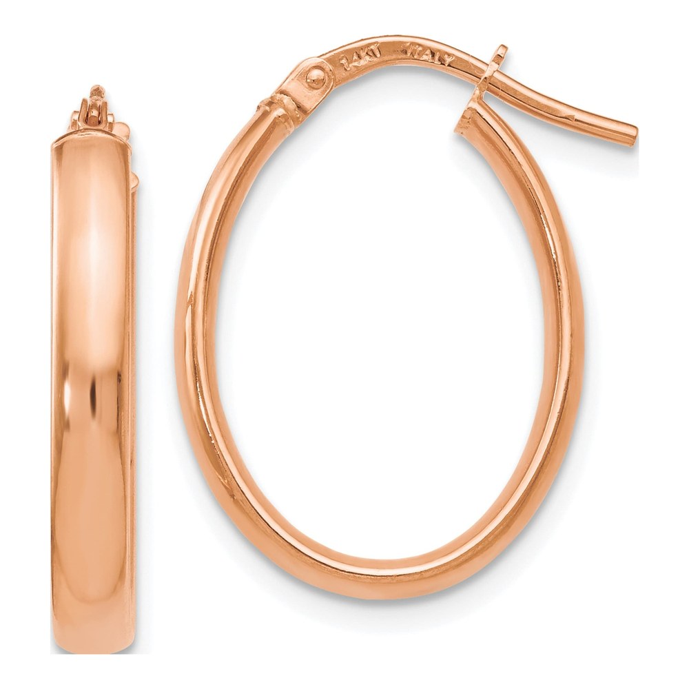 14K Rose Gold Oval Hoop Earrings