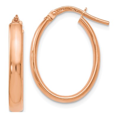 14K Rose Gold Oval Hoop Earrings