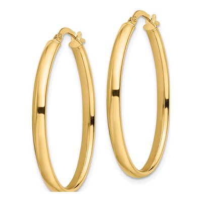 14K Yellow Gold Oval Hoop Earrings – view 3