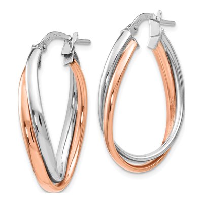 14K Two-Tone Gold Fancy Hoop Earrings – view 3