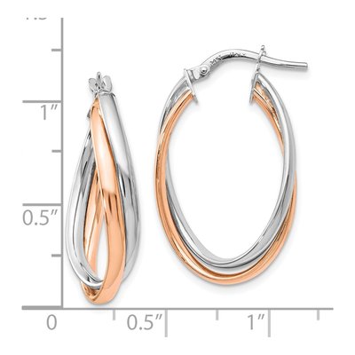 14K Two-Tone Gold Fancy Hoop Earrings – view 5