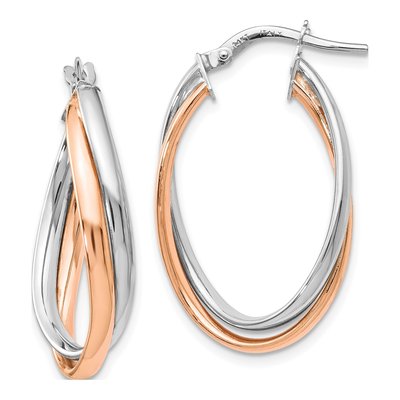 14K Two-Tone Gold Fancy Hoop Earrings