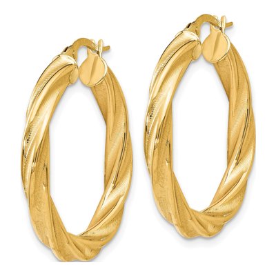 14K Yellow Gold 28mm Twisted Hoop Earrings – view 3