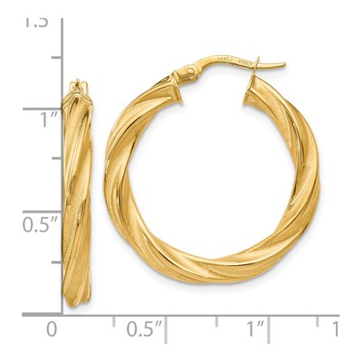 14K Yellow Gold 28mm Twisted Hoop Earrings – view 5