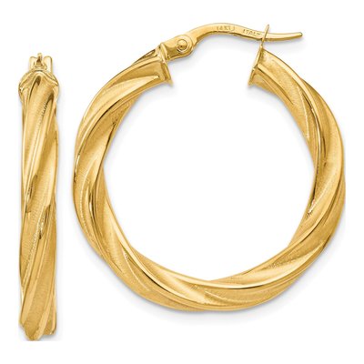 14K Yellow Gold 28mm Twisted Hoop Earrings