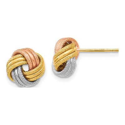 14K Yellow Gold Love Knot Stud Earrings