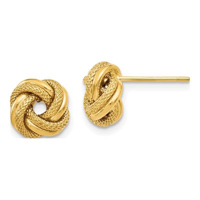 14K Yellow Gold Love Knot Stud Earrings