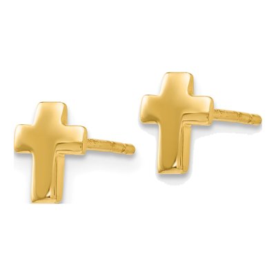 14K Yellow Gold Cross Stud Earrings – view 3