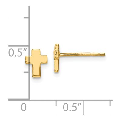 14K Yellow Gold Cross Stud Earrings – view 5