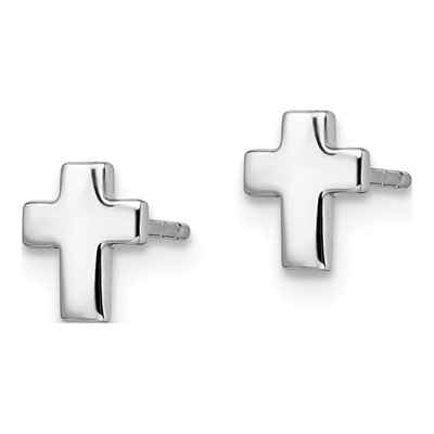 14K White Gold Cross Stud Earrings – view 3