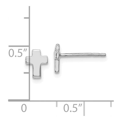 14K White Gold Cross Stud Earrings – view 5