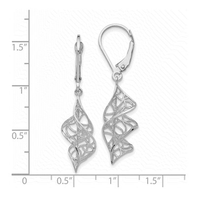 14K White Gold Textured Leverback Earrings – view 5