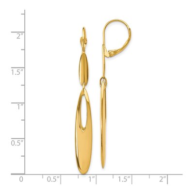 14K Yellow Gold Polished Leverback Dangle Earrings – view 5