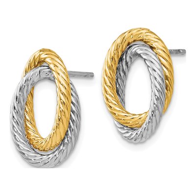 14K Yellow Gold Twisted Oval Stud Earrings – view 3