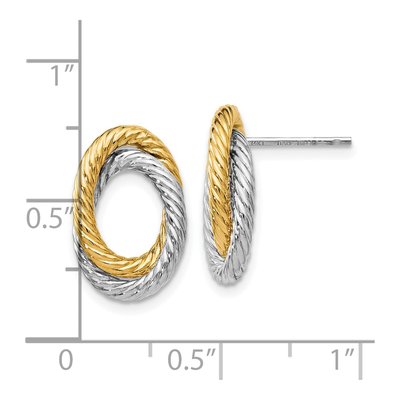 14K Yellow Gold Twisted Oval Stud Earrings – view 5