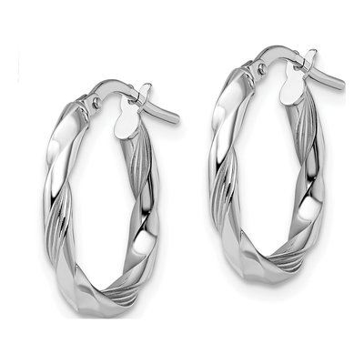 14K White Gold Twisted Hoop Earrings – view 3