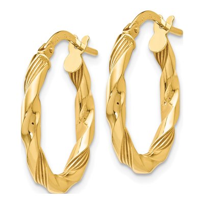 14K Yellow Gold Twisted Hoop Earrings – view 3
