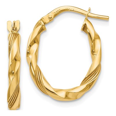 14K Yellow Gold Twisted Hoop Earrings