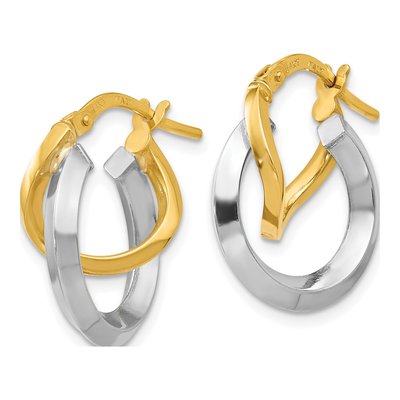 14K Two-Tone Gold Hoop Earrings – view 3