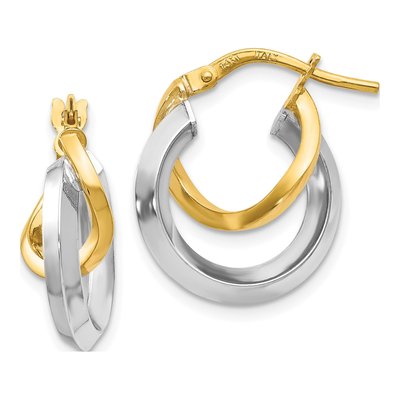 14K Two-Tone Gold Hoop Earrings
