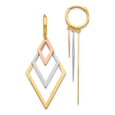 14K Tri-Color Gold 44mm Hoop Earrings