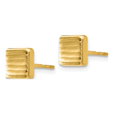 14K Yellow Gold Textured Button Stud Earrings – view 3