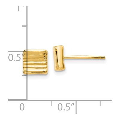 14K Yellow Gold Textured Button Stud Earrings – view 5
