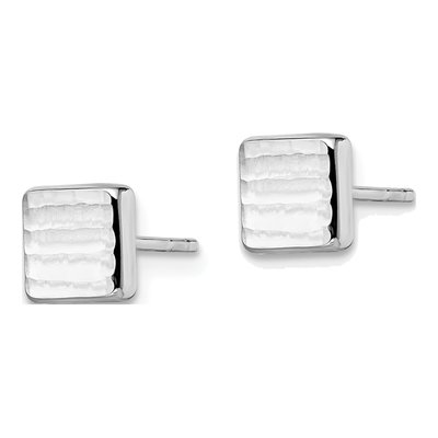 14K White Gold Textured Button Stud Earrings – view 3