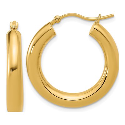 14K Yellow Gold 25mm Hoop Earrings