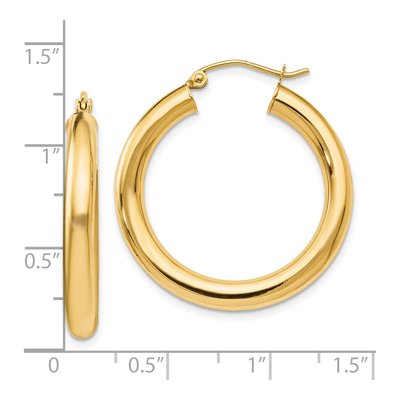 14K Yellow Gold 30mm Hoop Earrings – view 5