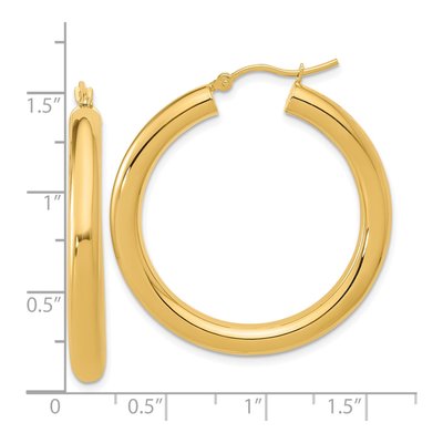 14K Yellow Gold 35mm Hoop Earrings – view 6