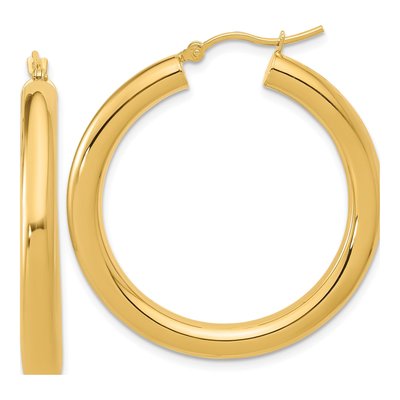 14K Yellow Gold 35mm Hoop Earrings