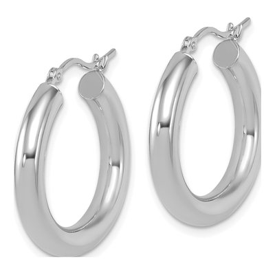 14K White Gold 25mm Hoop Earrings – view 3