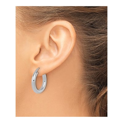 14K White Gold 25mm Hoop Earrings – view 4