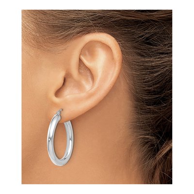 14K White Gold 30mm Hoop Earrings – view 4