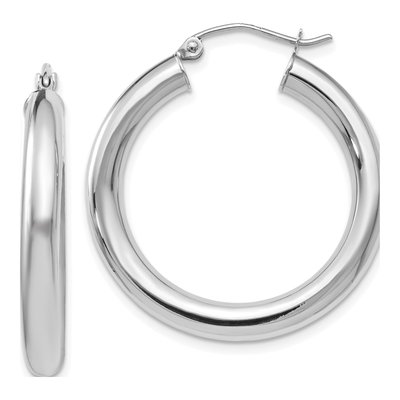14K White Gold 30mm Hoop Earrings
