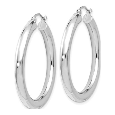 14K White Gold 35mm Hoop Earrings – view 3