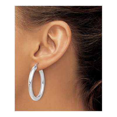 14K White Gold 35mm Hoop Earrings – view 4