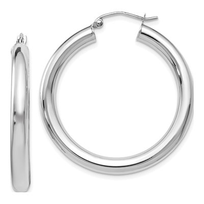 14K White Gold 35mm Hoop Earrings