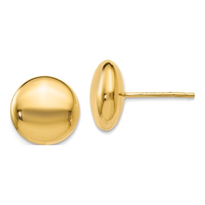 14K Yellow Gold Button Stud Earrings