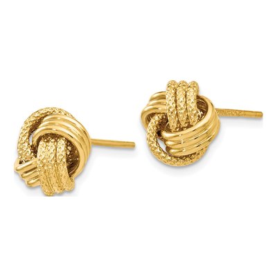 14K Yellow Gold Love Knot Button Stud Earrings – view 3