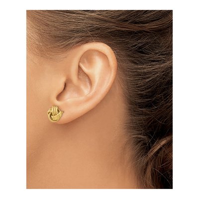 14K Yellow Gold Love Knot Button Stud Earrings – view 4