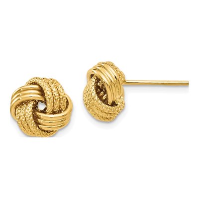 14K Yellow Gold Love Knot Button Stud Earrings