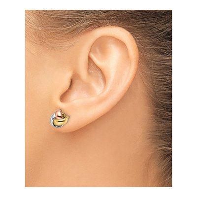 14K Tri-Color Gold Love Knot Button Stud Earrings – view 4
