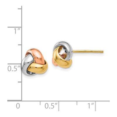 14K Tri-Color Gold Love Knot Button Stud Earrings – view 5