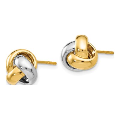 14K Two-Tone Gold Love Knot Button Stud Earrings – view 3