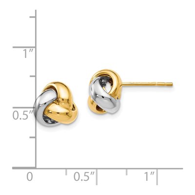 14K Two-Tone Gold Love Knot Button Stud Earrings – view 5