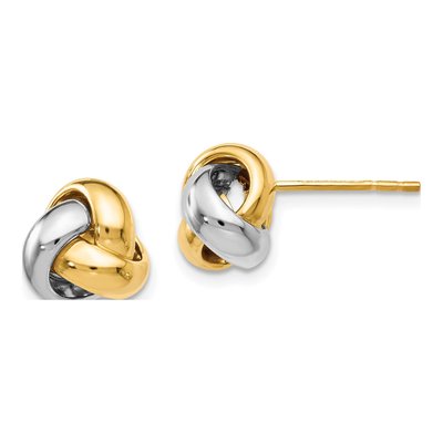 14K Two-Tone Gold Love Knot Button Stud Earrings
