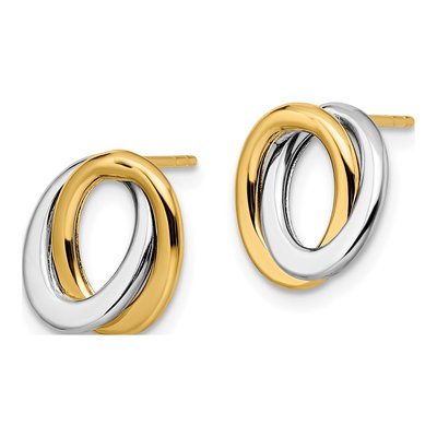 14K Two-Tone Gold Love Knot Button Stud Earrings – view 3