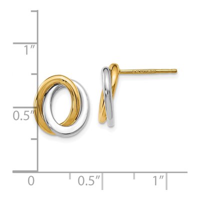 14K Two-Tone Gold Love Knot Button Stud Earrings – view 5